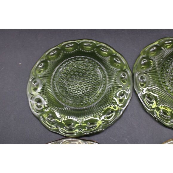 Vintage Bartlett Collins 3 Green & 3 Amber Glass  Bread Plates 5 3/4” - Picture 8 of 13